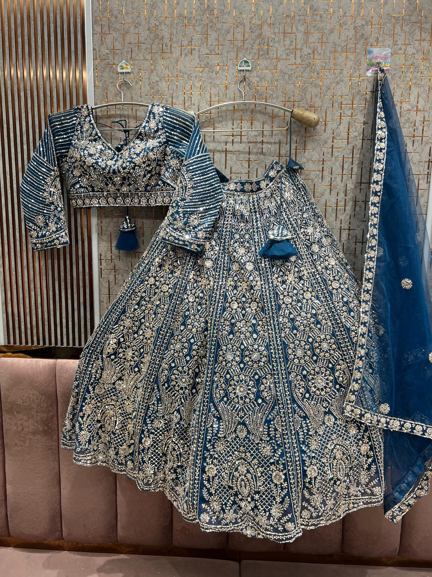 Khoobsurat Blue crop top Lehenga