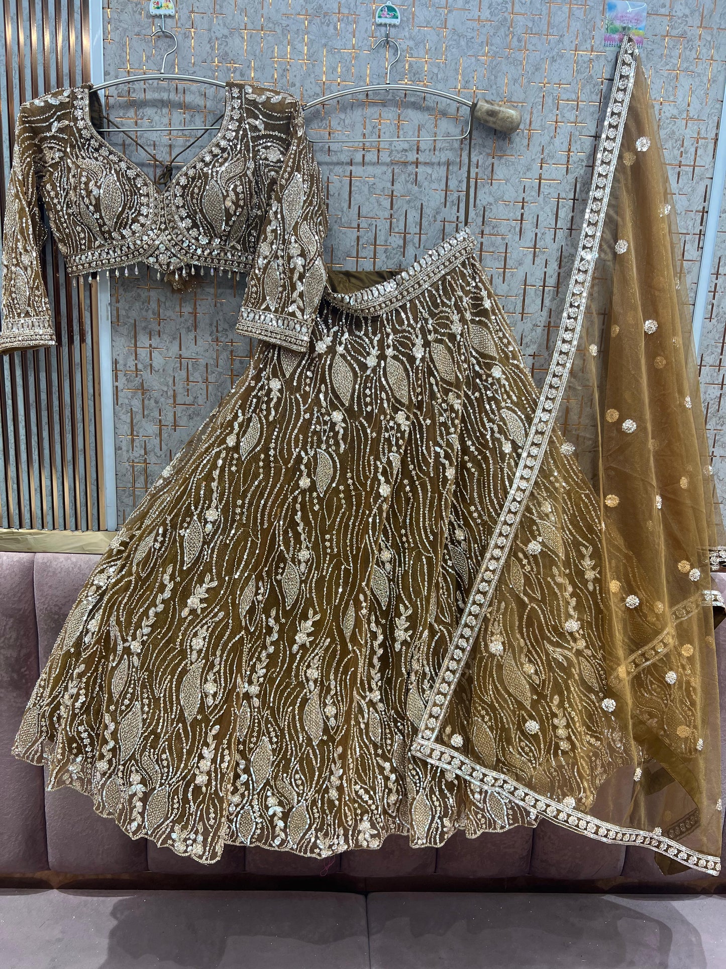 Pista Green Crop Top Lehenga