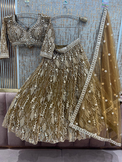 Pista Green Crop Top Lehenga