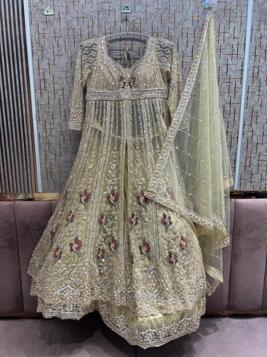Chiku Golden long peplum Dress Farshi Gaharara Dress Special