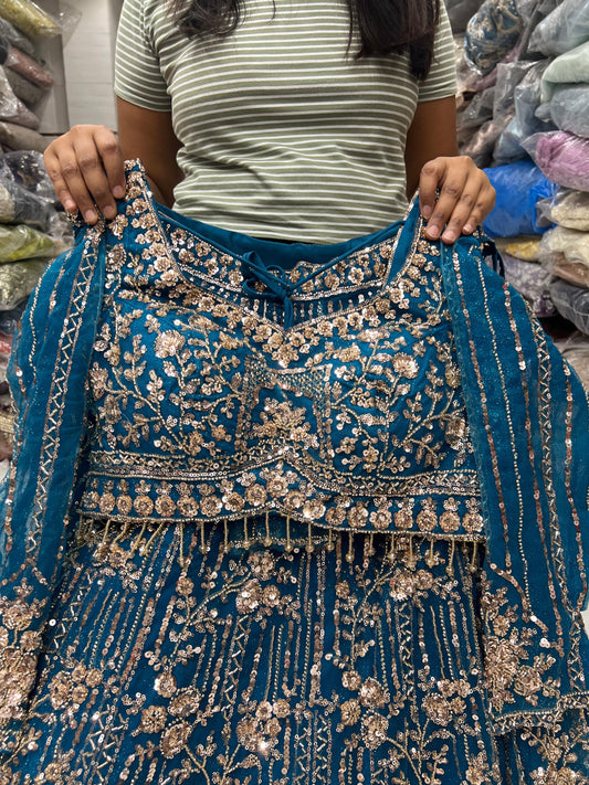 Blue Crop Top Lehenga