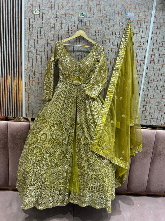 Yellow Haldi Mehendi Farshi garara muslim Bride Long Indo Dress