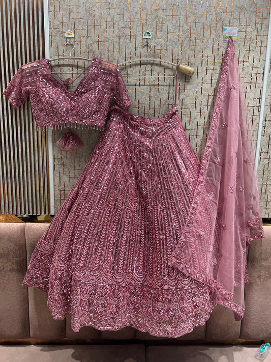 Pink On pink Monotone Crop Top Lehenga