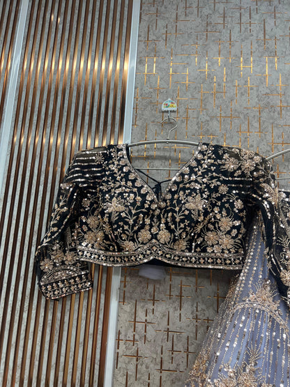 Double Shade peach Crop Top Lehenga