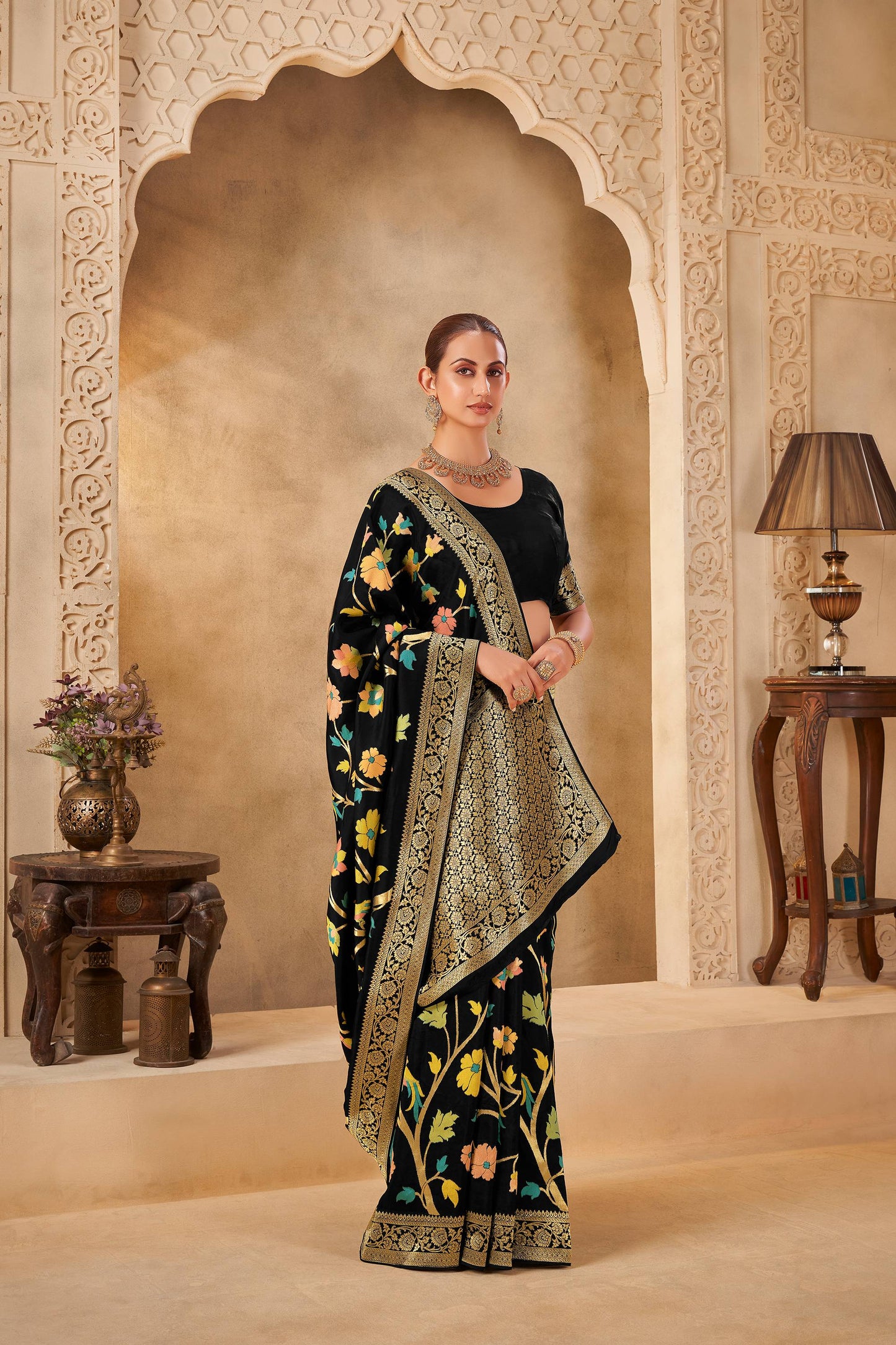 Black Viscose Saree 6115
