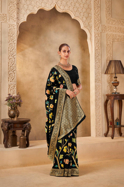 Black Viscose Saree 6115