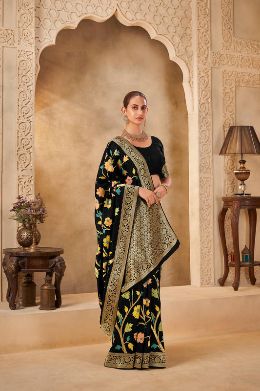 Black Viscose Saree 6115