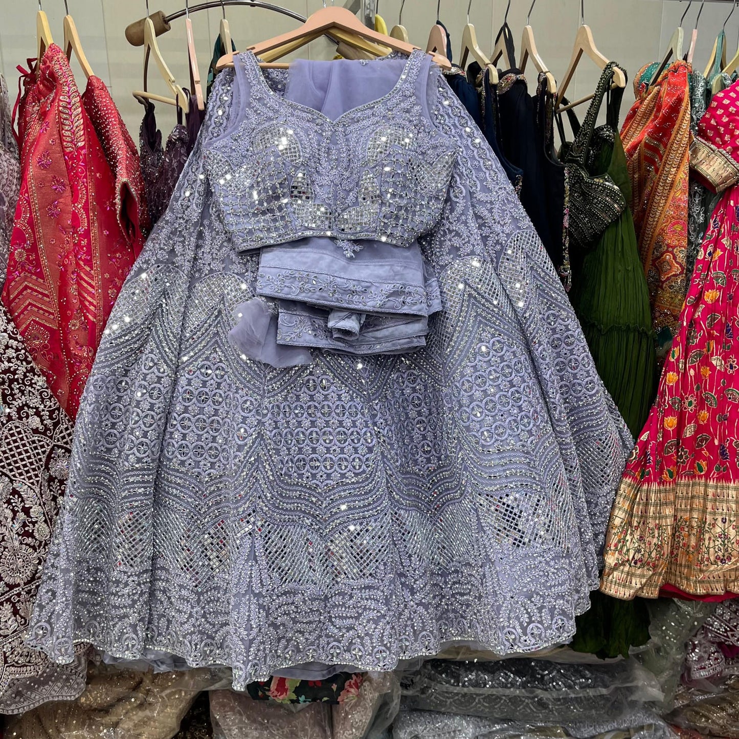 Lavender Crop Top Lehenga