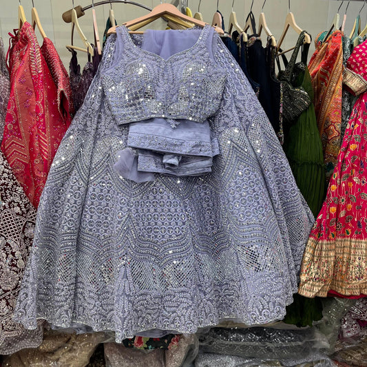 Lavender Crop Top Lehenga
