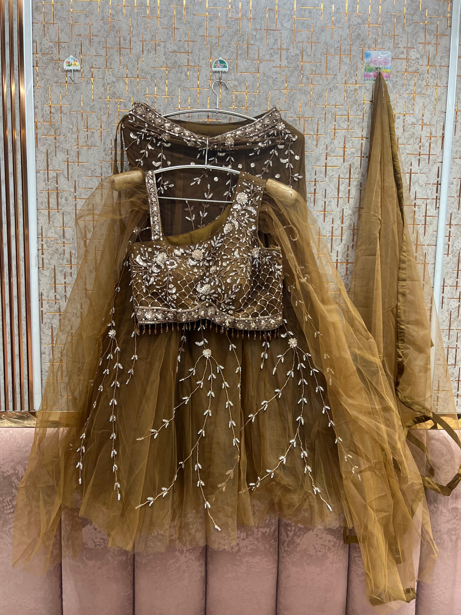 Mustard Crop Top Lehenga - Shopping World