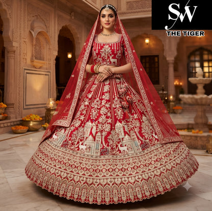 Red silk bridal Lehenga