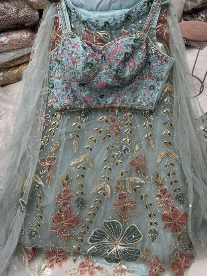 PDP Blue Crop Top Lehenga