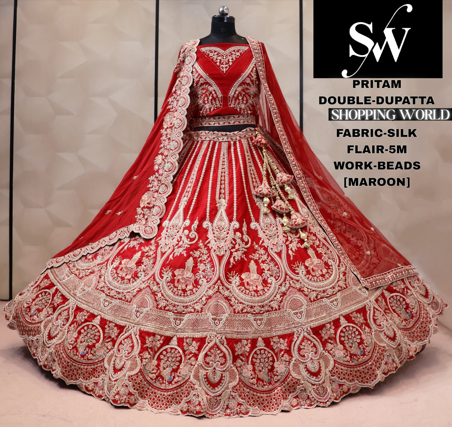 Red silk bridal Lehenga