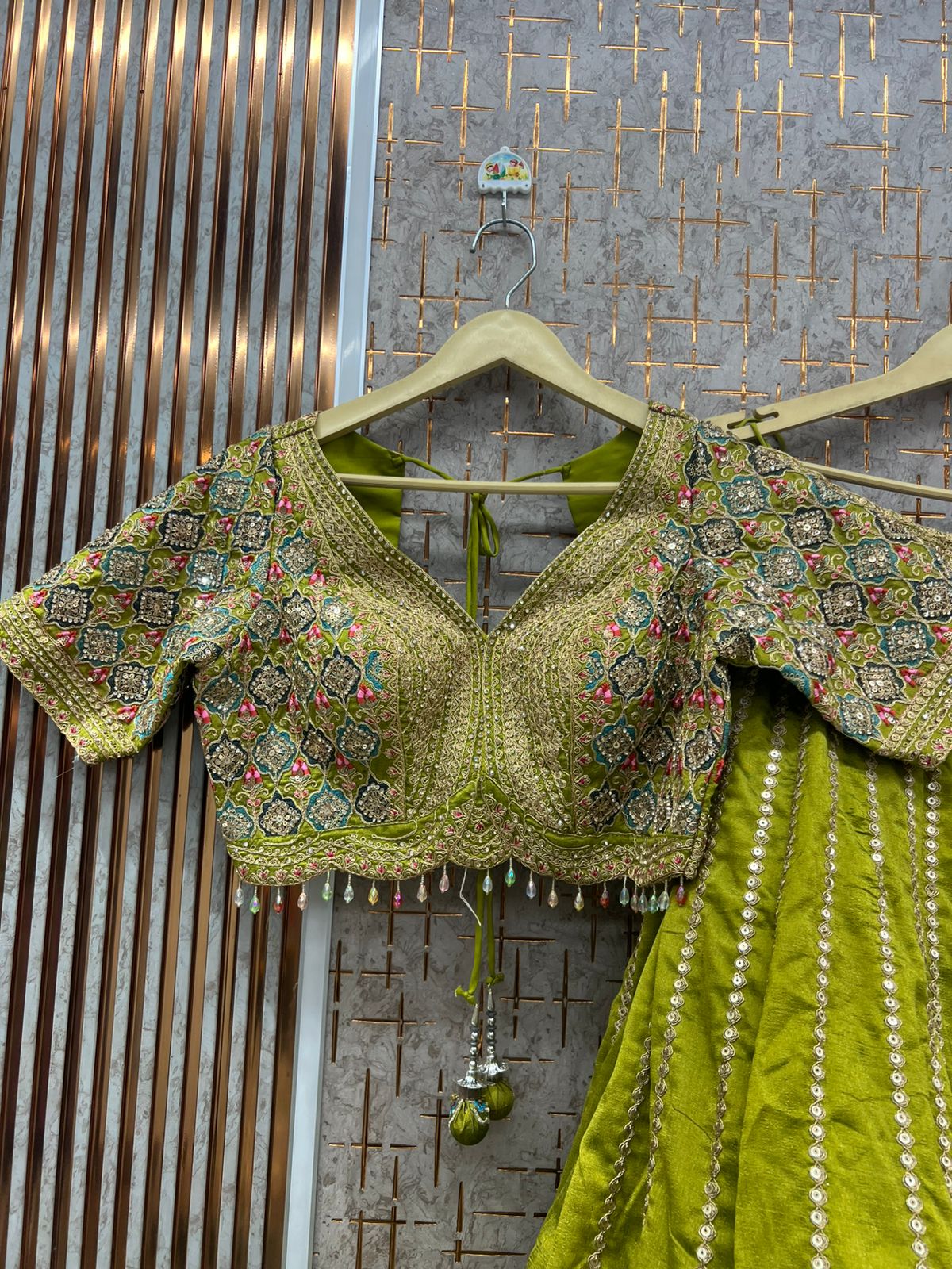 Yellow Haldi Mehendi Crop top Lehenga