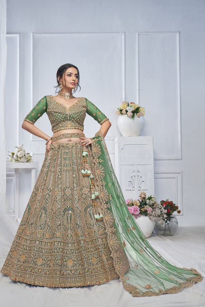 Astonishing pista green lehenga