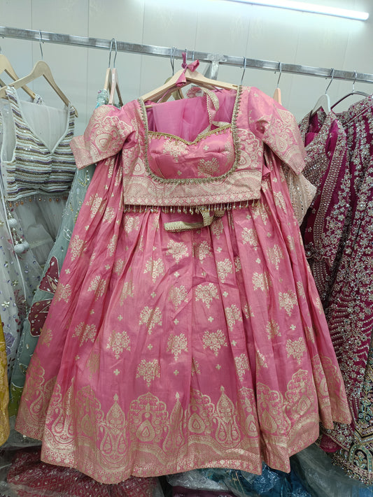 Pink Crop Top Lehenga