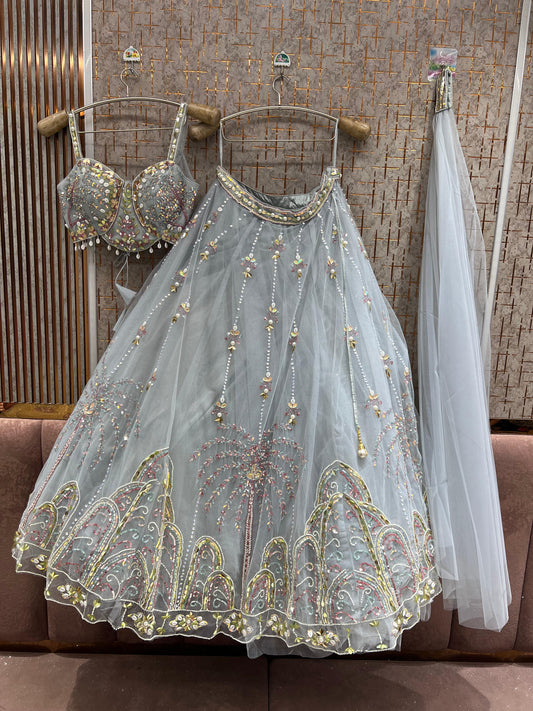 Blue Crop Top Lehenga