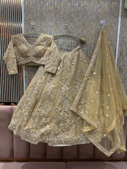 Majestic Rust Orange crop top Lehenga