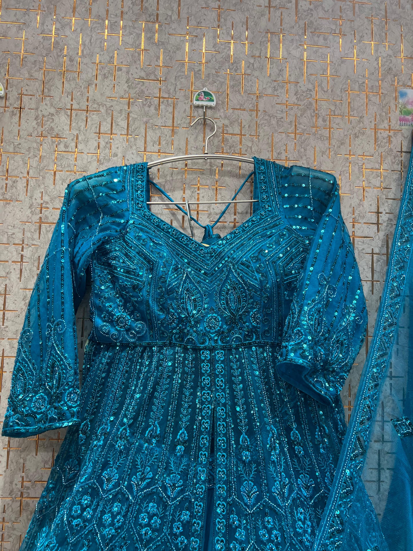 Dark Blue Farshi garara muslim Bride Long Indo Dress