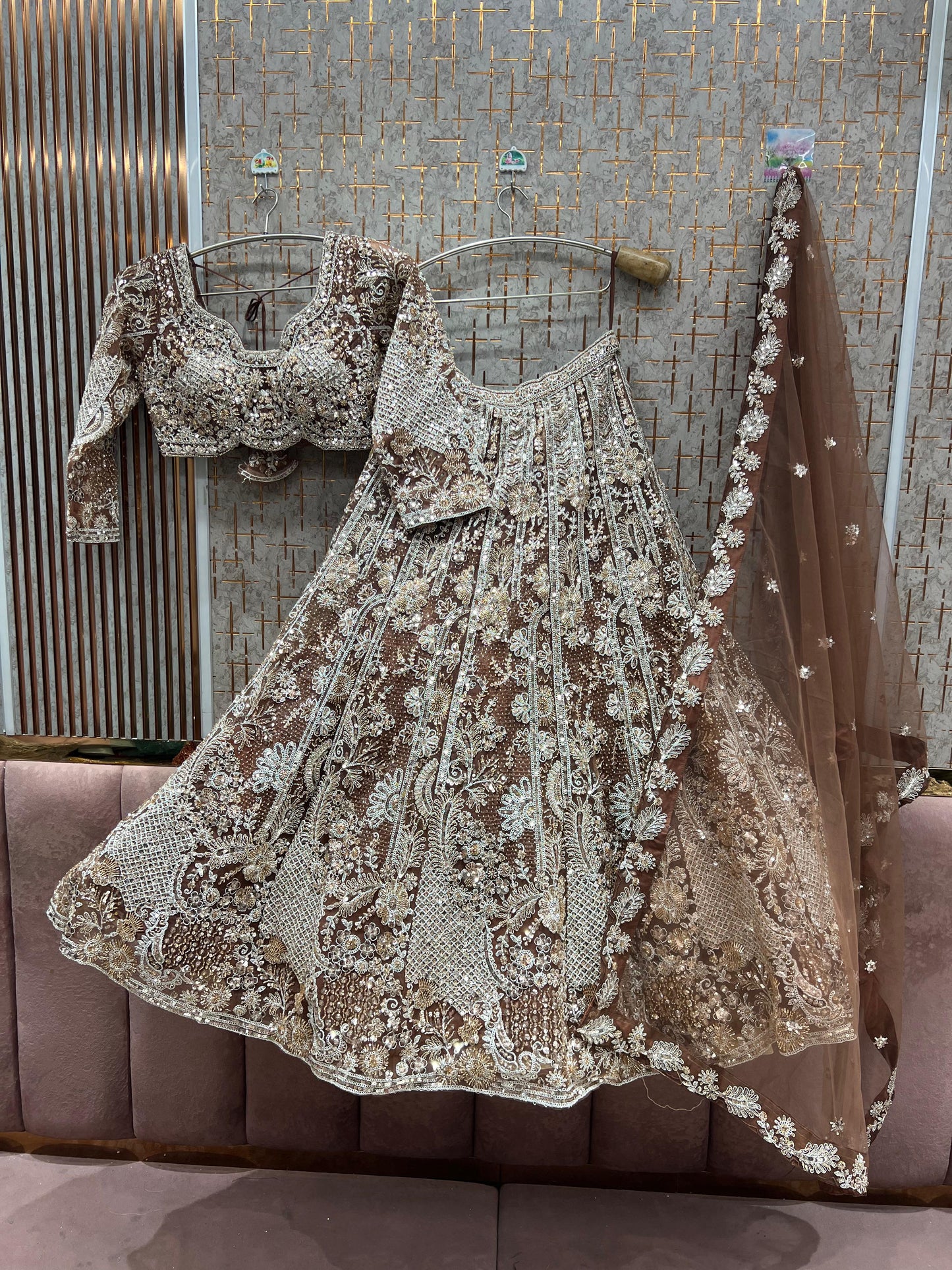 Astonishing Light Rama green Crop Top Lehenga