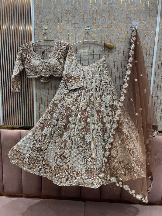 Gorgeous Coffee Brown Crop Top Lehenga