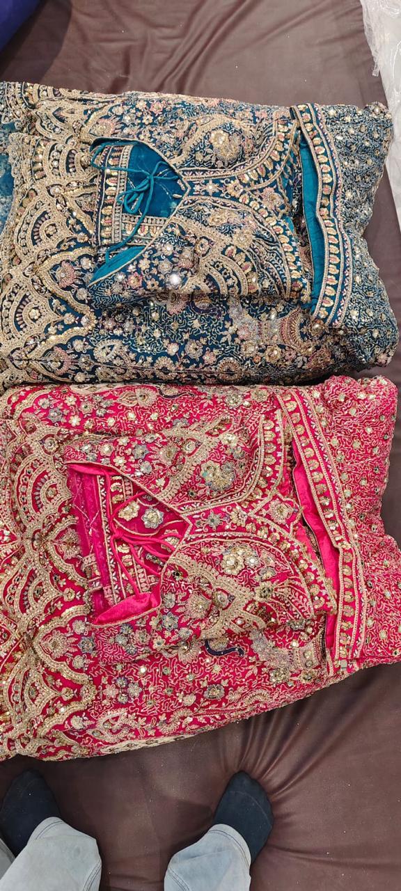 Viral peacock golden pink crop top Lehenga