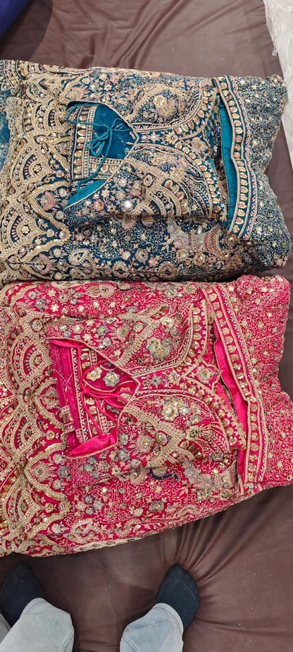 Viral peacock golden pink crop top Lehenga