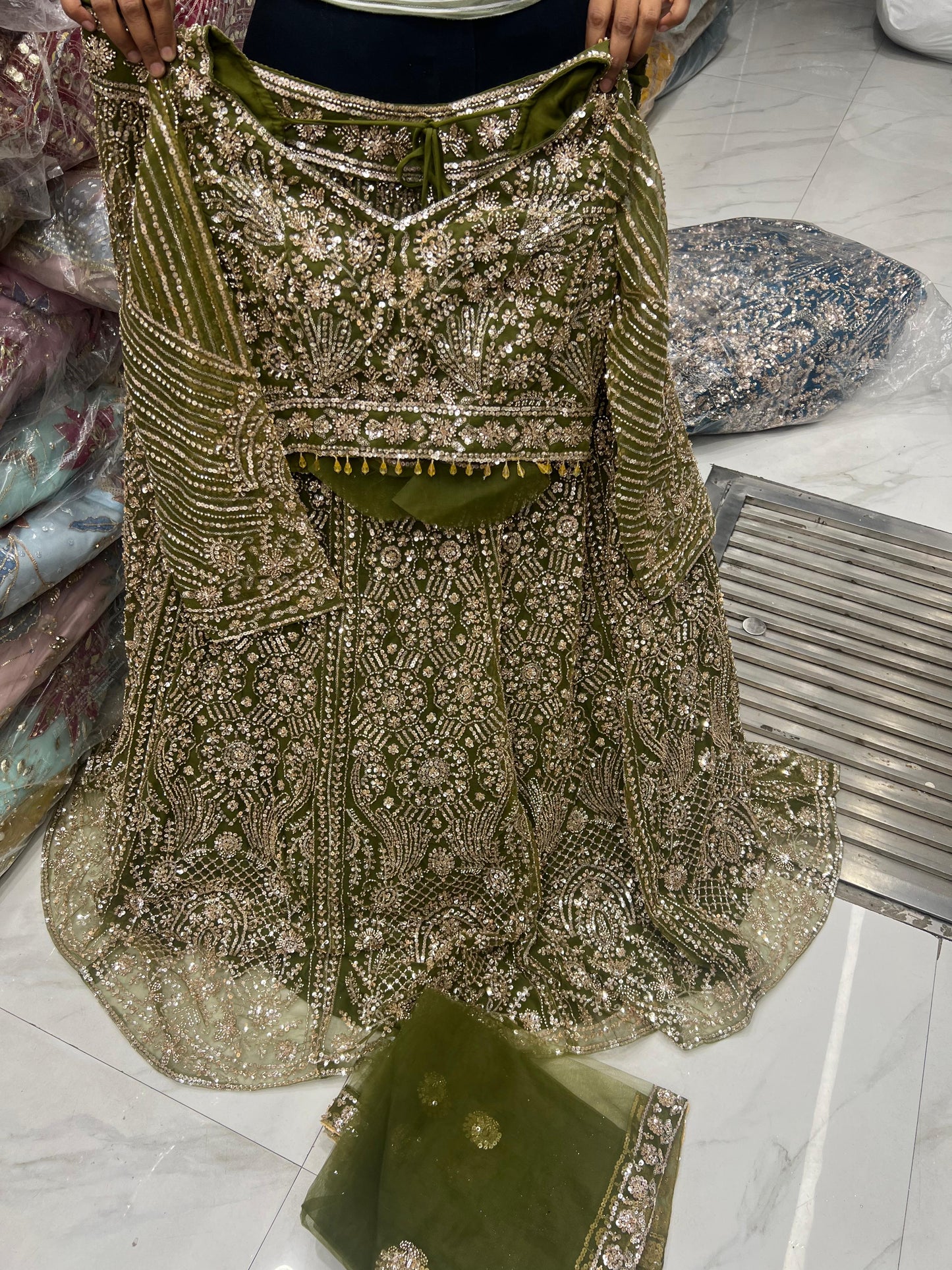 Blue Crop Top Lehenga