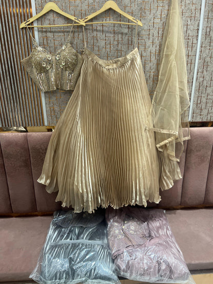 Golden Crop Top Lehenga - Shopping World