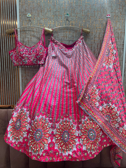 Pink Designer Pdp Crop Top Lehenga