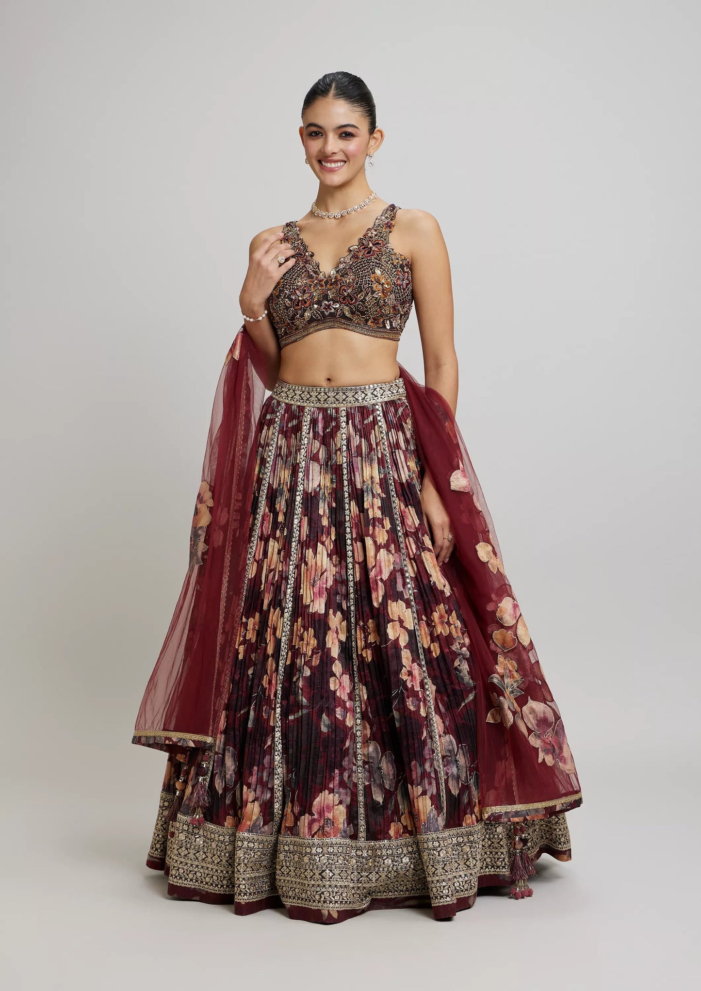 Blue Crop Top Lehenga