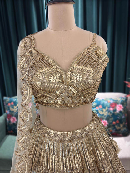 Fabulous peacock golden crop top Lehenga happy customer