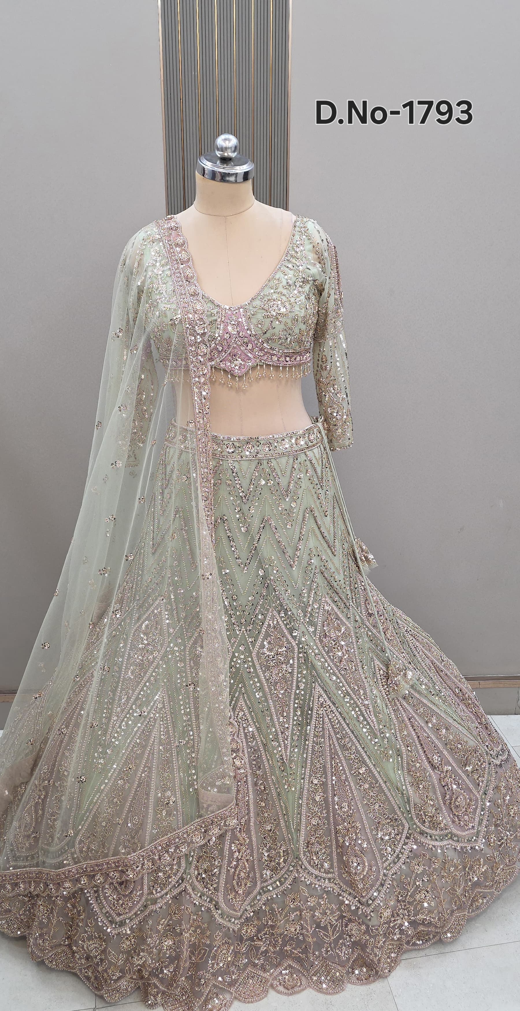 Golden pink Crop Top Lehenga - Shopping World
