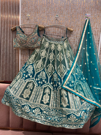 Stunning Hot pink Banarasi Crop top Lehenga