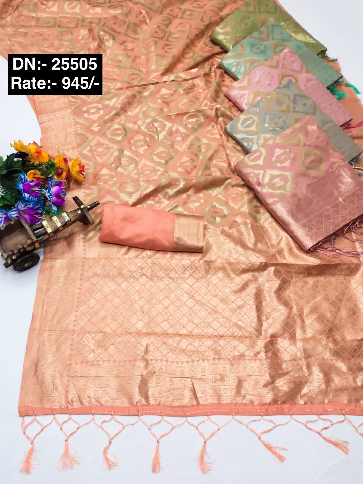 Good looking peach unstitched Salwar suits dress material (free size) - Shopping World