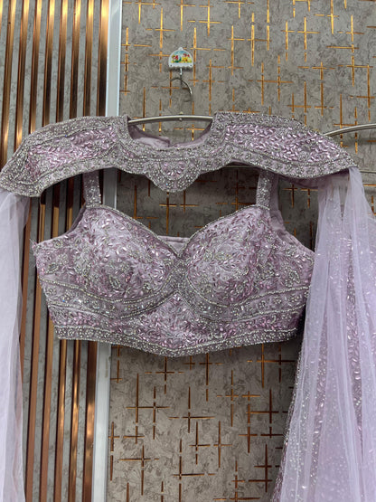 Cream White Fish Cut Crop Top Lehenga - Shopping World