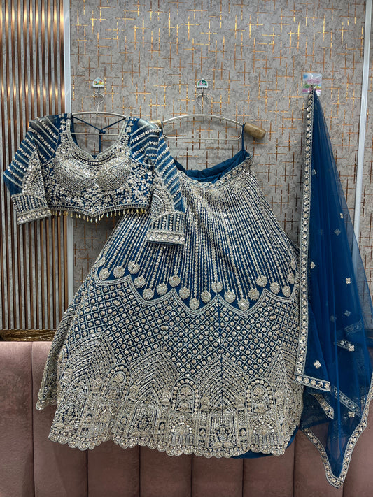 Delightful Blue crop top Lehenga