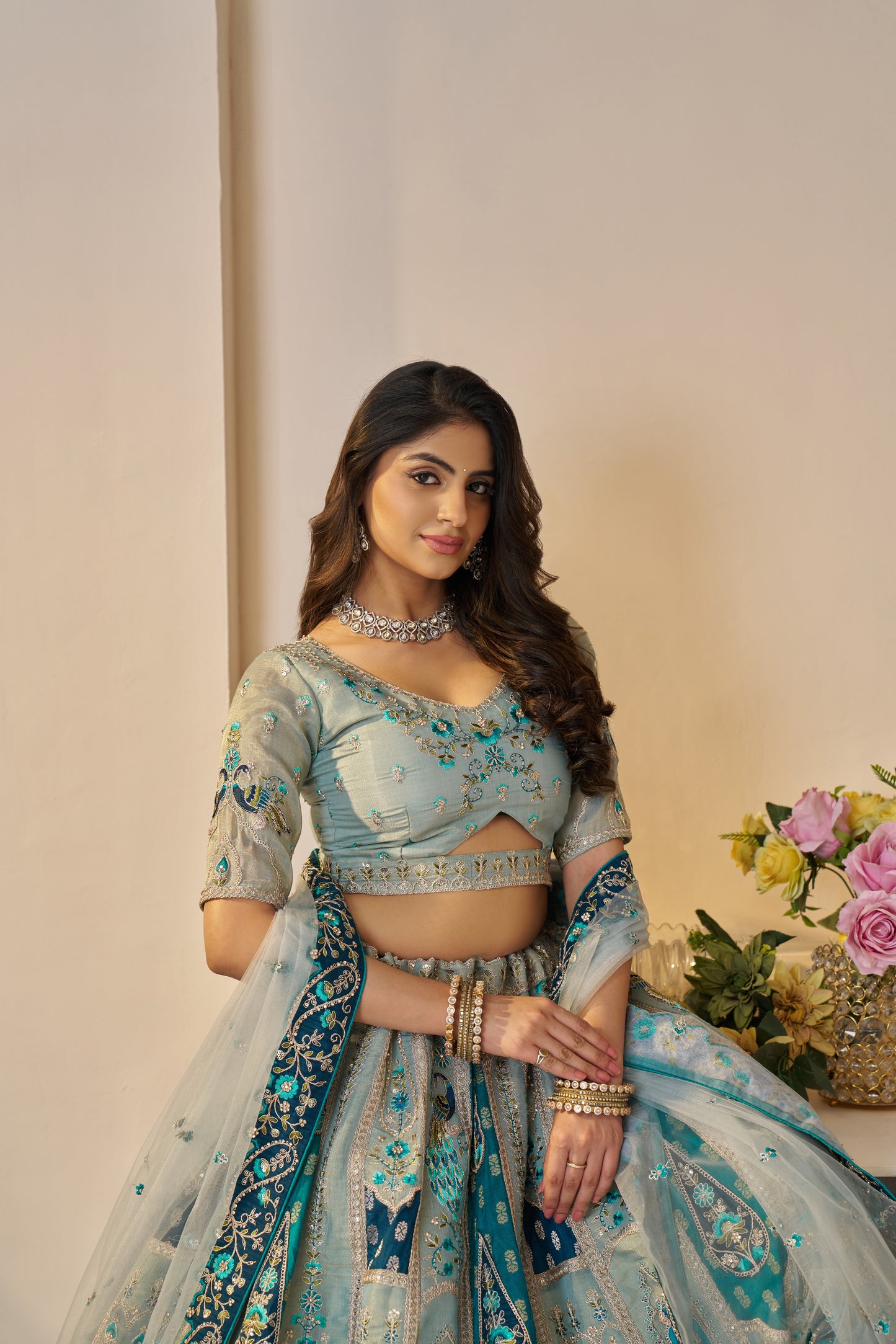 Gorgeous sky blue girlish lehenga 492