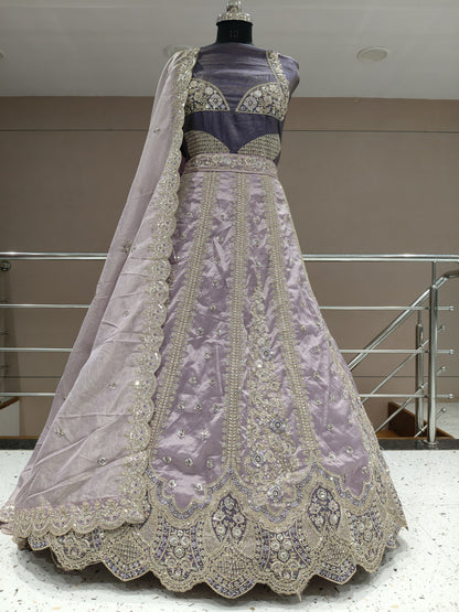 Wine off White Double Shade Lehenga