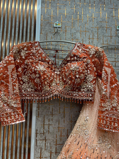 Engaging Sky blue Double Shade Crop top Lehenga