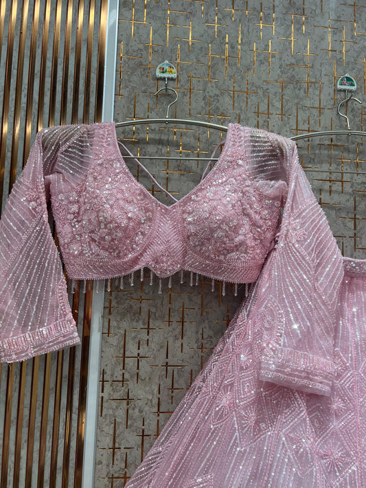 Astonishing pink crop top Lehenga