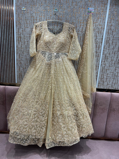 Charming Rust orange long peplum Dress Farshi Gaharara Dress Special