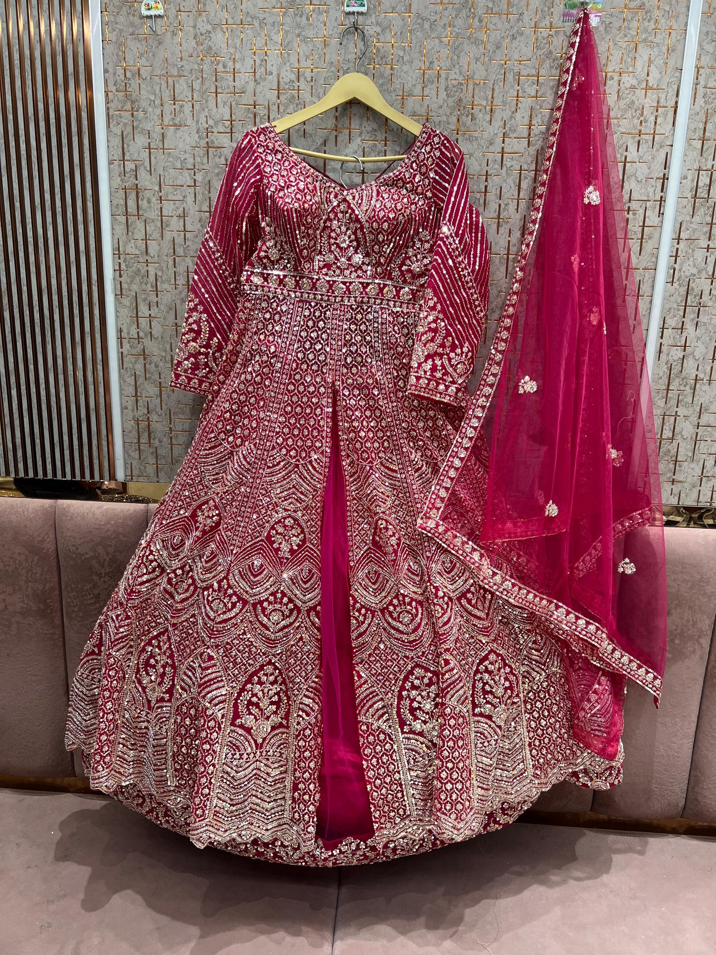 Fabulous Hot pink Farshi garara muslim Bride Special Dress