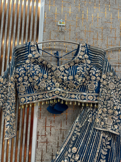 Purple Crop top Lehenga