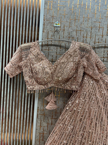Hot Pink On pink Monotone Crop Top Lehenga