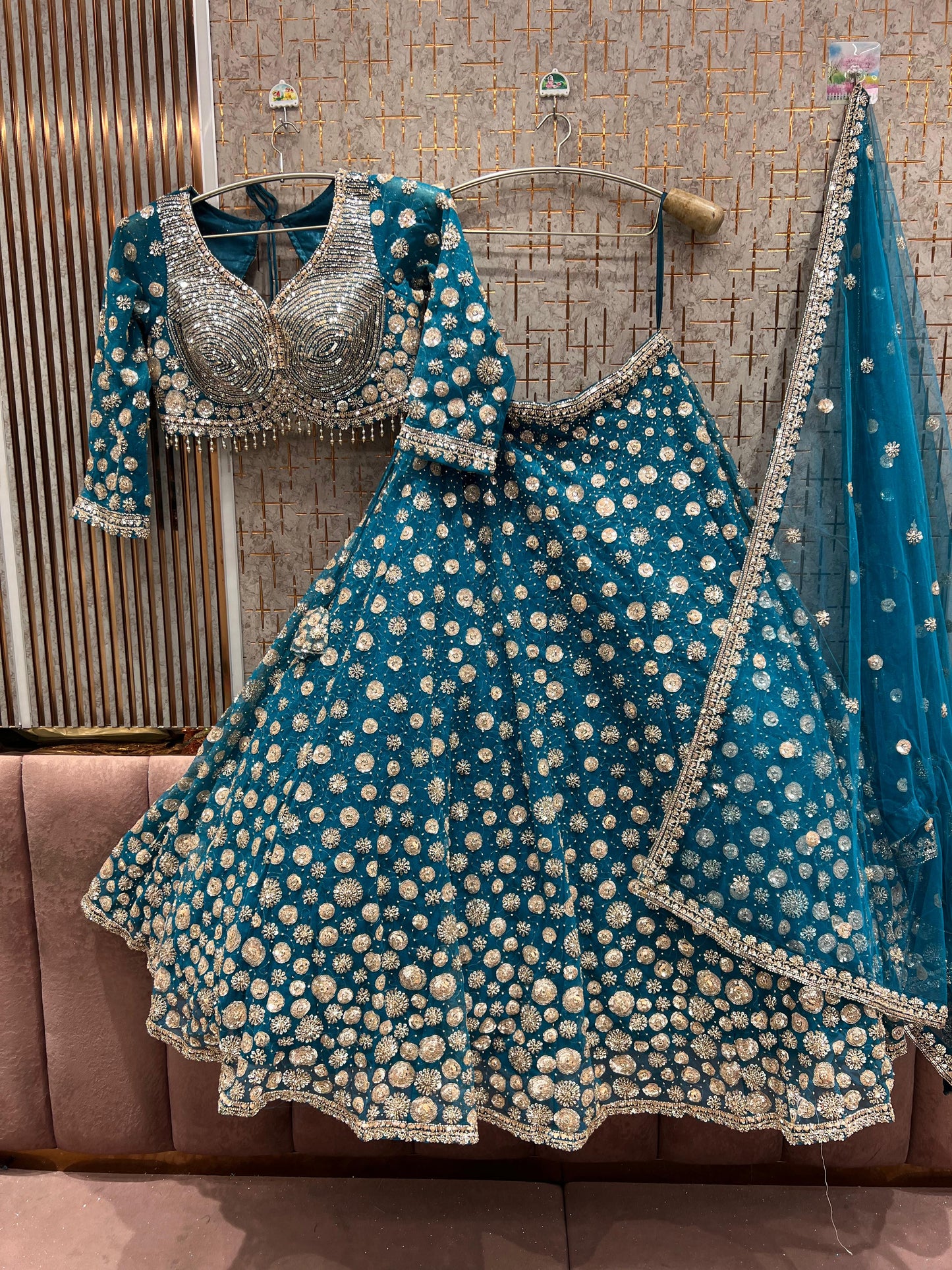 Good looking Hot pink Crop Top Lehenga