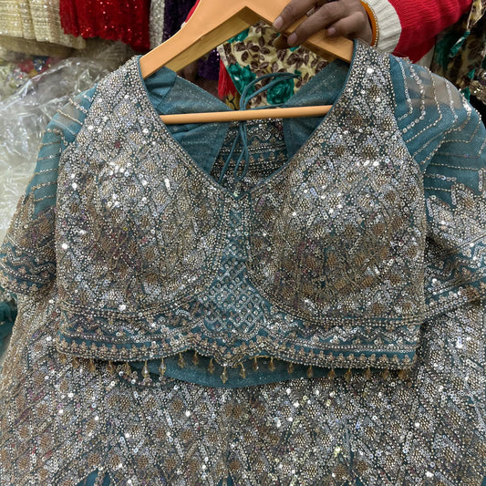 Eye Catching Blue Crop Top Lehenga