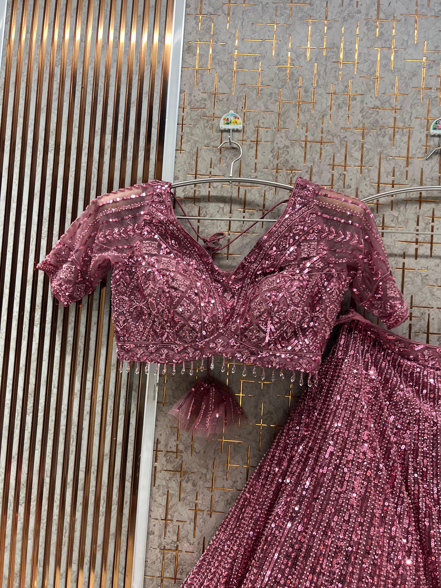 Hot Pink On pink Monotone Crop Top Lehenga