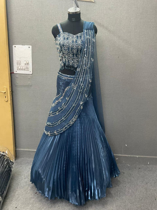 Blue Drape Saree