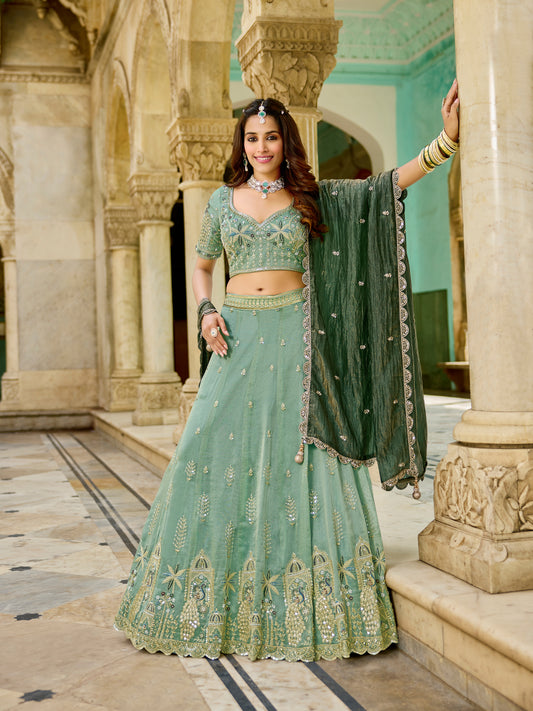 Khoobsurat pista green Crop top Lehenga 1215